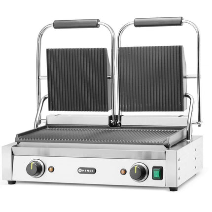 Contactgrill - dubbele versie, HENDI, boven en onder geribd, 230V/3600W, 570x375x(H)216mm