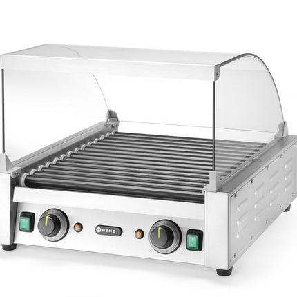 Glazen cover voor hot-dog worstenroller grill, HENDI, Voor worstenroller grill 7 (268506), 470x325x(H)240mm