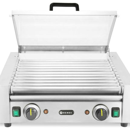Worstrolgrill 2 zones met energiebesparend deksel, HENDI, 220-240V/980W, 566x527x(H)259mm