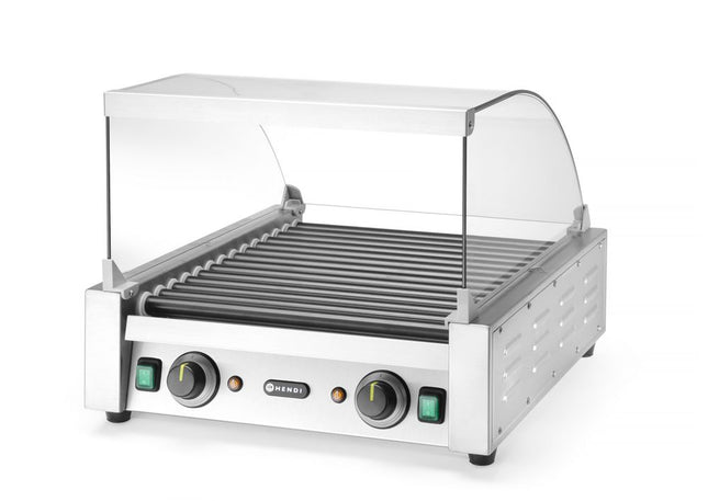 Glazen cover voor hot-dog worstenroller grill, HENDI, Voor worstenroller grill 14 (268735), 470x591x(H)250mm
