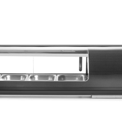Sushi display, Arktic, Containers inbegrepen: 4x GN 1/3 (H) 40 mm., GN 1/3, Zwart, 220-240V/190W, 1177x426x(H)296mm