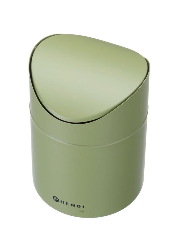 Tafelformaat prullenbak met schommeldeksel, HENDI, 1,2L, Groen, 120x(H)165mm