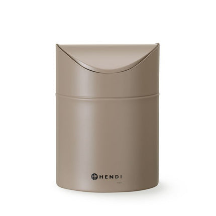 Tafelformaat prullenbak met schommeldeksel, HENDI, 1,2L, Beige, 120x(H)165mm