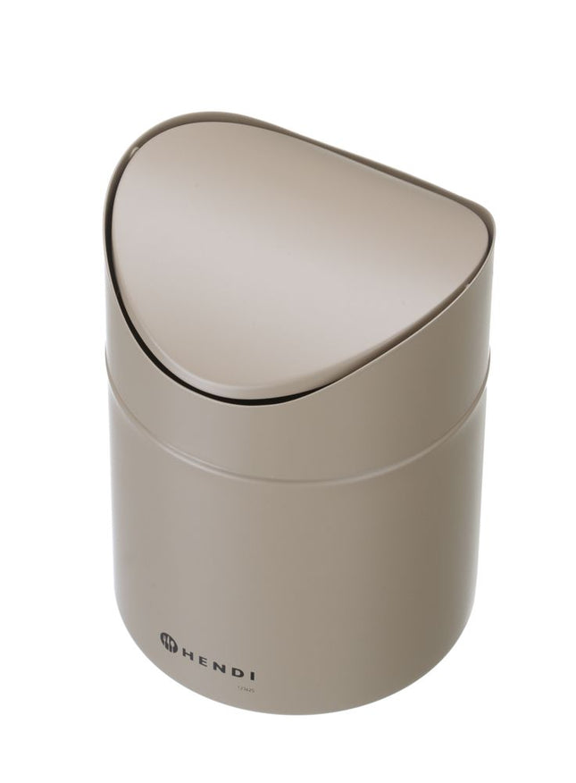 Tafelformaat prullenbak met schommeldeksel, HENDI, 1,2L, Beige, 120x(H)165mm