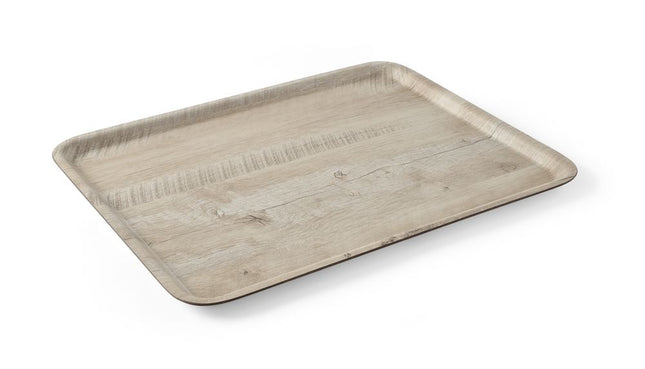 Dienblad van melamine met hout bedrukking, AmerBox, Hout licht, 370x530mm
