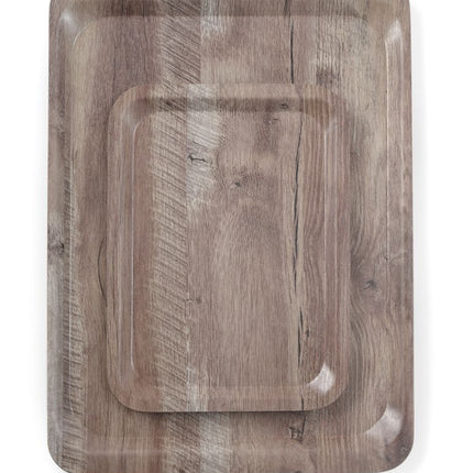 Dienblad van melamine met hout bedrukking, AmerBox, Hout donker, 370x530mm