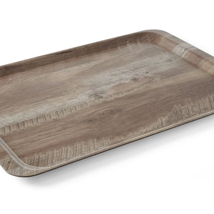 Dienblad van melamine met hout bedrukking, AmerBox, Hout donker, 370x530mm
