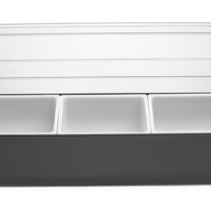Ingrediëntenhouder 3 containers, BarUp, Zwart, 480x150x(H)100mm