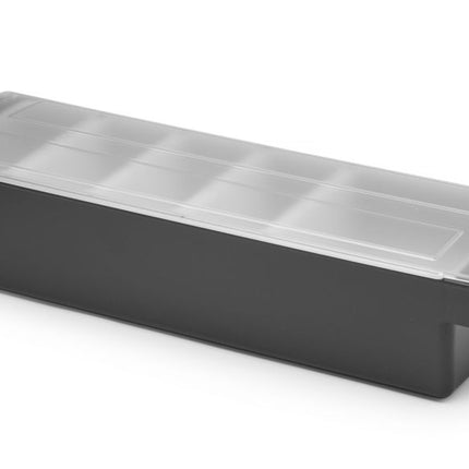 Ingrediëntenhouder - 5 containers, BarUp, Zwart, 480x150x(H)100mm