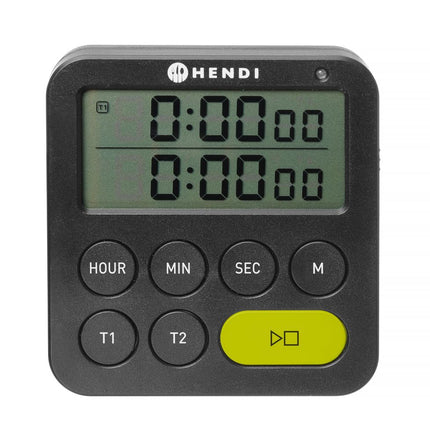 Timer dubbel, HENDI, Zwart, 82x20x(H)86mm