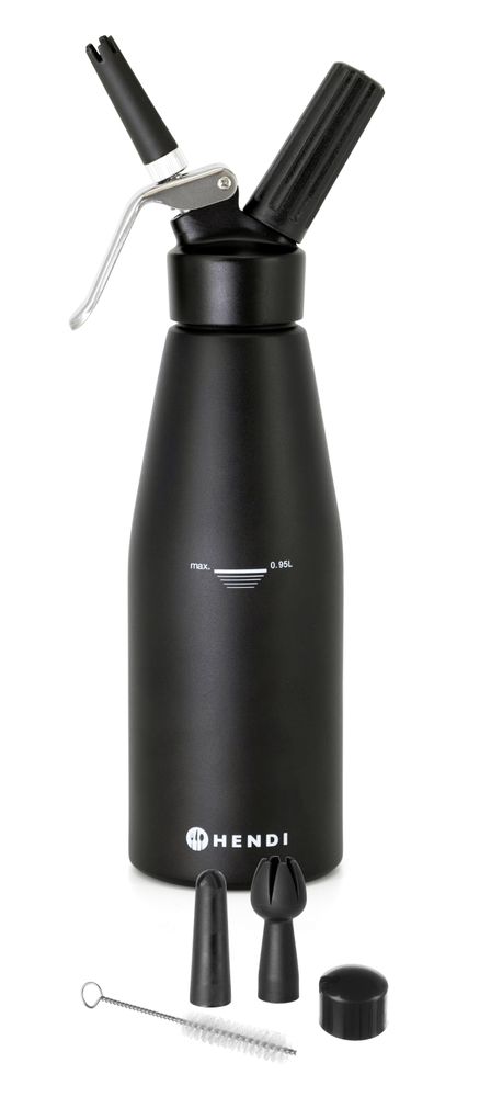 Slagroomapparaat zwart, HENDI, Kitchen Line, 0,95L, Zwart, âŒ€95x(H)320mm