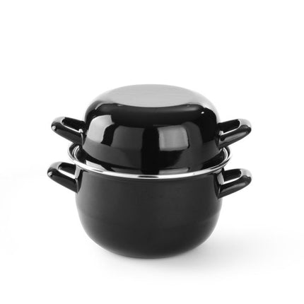 Mosselpan geemailleerd - met deksel, HENDI, 2L, âŒ€200x(H)180mm