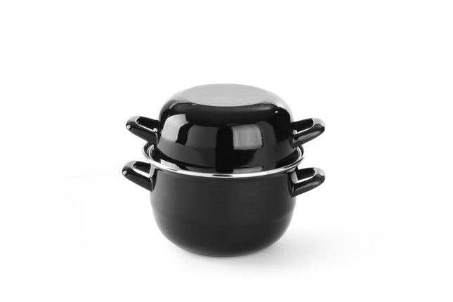 Mosselpan geemailleerd - met deksel, HENDI, 2L, âŒ€200x(H)180mm