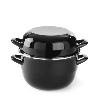 Mosselpan geemailleerd - met deksel, HENDI, 2,5L, âŒ€220x(H)190mm
