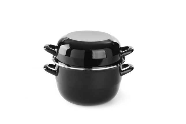 Mosselpan geemailleerd - met deksel, HENDI, 2,5L, âŒ€220x(H)190mm