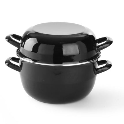 Mosselpan geemailleerd - met deksel, HENDI, 4,2L, âŒ€260x(H)210mm