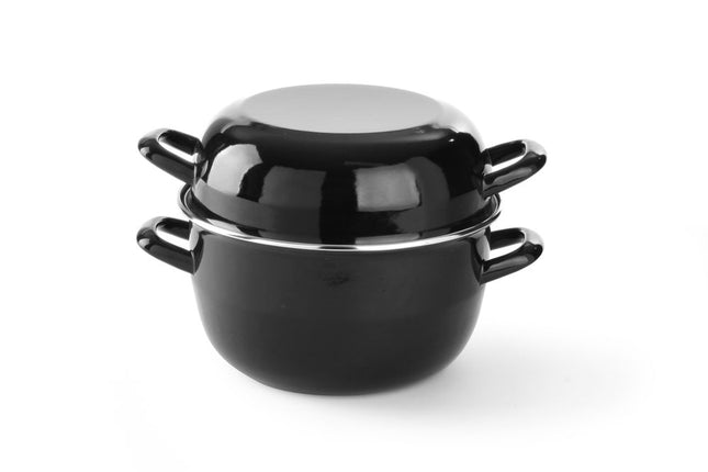 Mosselpan geemailleerd - met deksel, HENDI, 4,2L, âŒ€260x(H)210mm