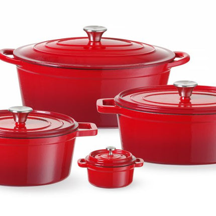 Braadpan geemailleerd gietijzer, HENDI, 0,27L, Rood, 130x100x(H)48mm