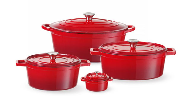 Braadpan geemailleerd gietijzer, HENDI, 0,27L, Rood, 130x100x(H)48mm