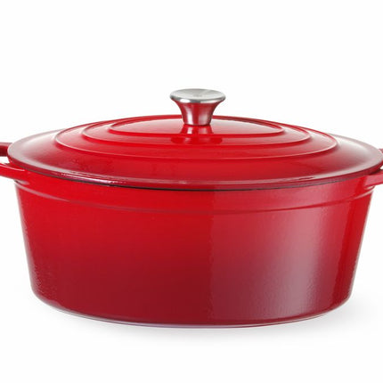 Braadpan geemailleerd gietijzer, HENDI, 6,88L, Rood, 405x255x(H)134mm