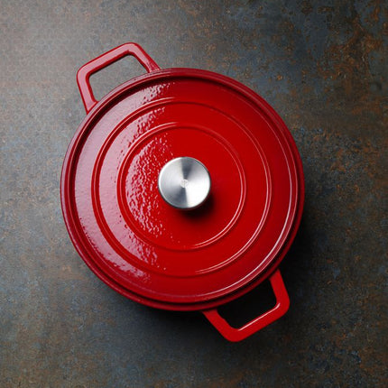 Braadpan geemailleerd gietijzer, HENDI, 3,7L, Rood, 317x240x(H)105mm