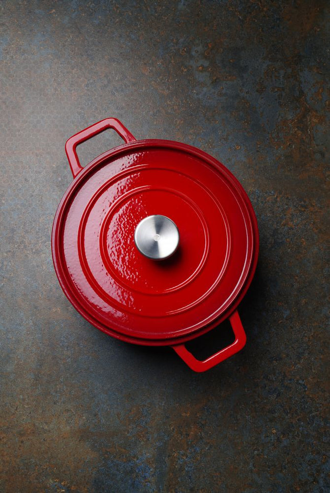 Braadpan geemailleerd gietijzer, HENDI, 3,7L, Rood, 317x240x(H)105mm
