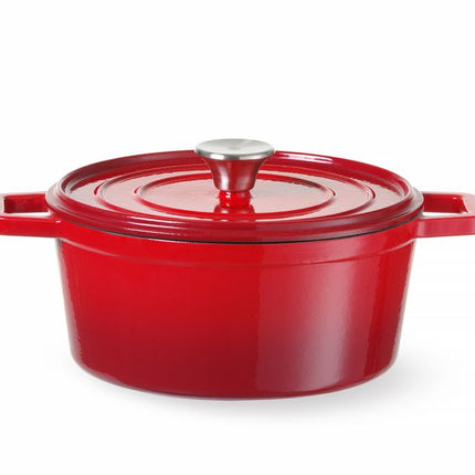 Braadpan geemailleerd gietijzer, HENDI, 3,7L, Rood, 317x240x(H)105mm