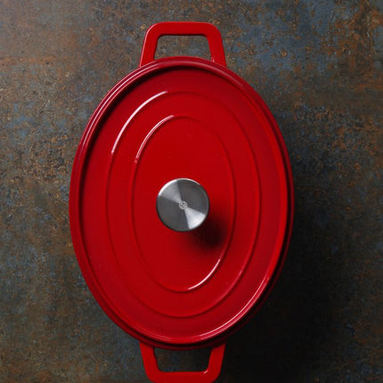 Braadpan geemailleerd gietijzer, HENDI, 4,4L, Rood, 365x290x(H)115mm