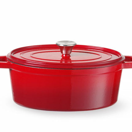Braadpan geemailleerd gietijzer, HENDI, 4,4L, Rood, 365x290x(H)115mm
