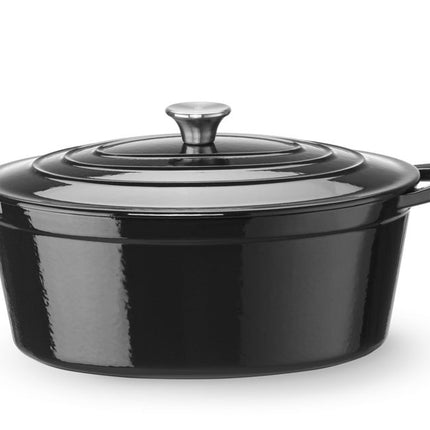 Braadpan geemailleerd gietijzer, HENDI, 6,88L, Zwart, 405x255x(H)134mm