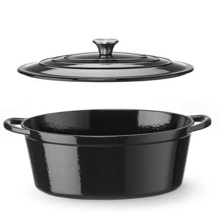 Braadpan geemailleerd gietijzer, HENDI, 6,88L, Zwart, 405x255x(H)134mm