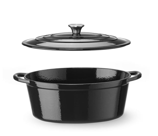 Braadpan geemailleerd gietijzer, HENDI, 6,88L, Zwart, 405x255x(H)134mm