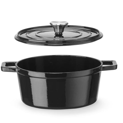 Braadpan geemailleerd gietijzer, HENDI, 3,7L, Zwart, 317x240x(H)105mm