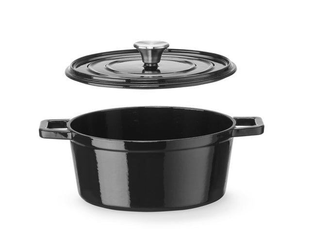 Braadpan geemailleerd gietijzer, HENDI, 3,7L, Zwart, 317x240x(H)105mm