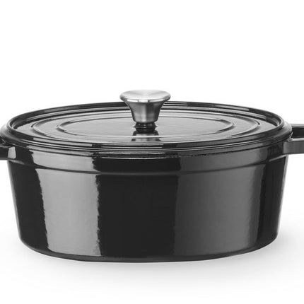 Braadpan geemailleerd gietijzer, HENDI, 4,4L, Zwart, 365x290x(H)115mm