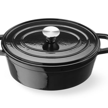 Braadpan geemailleerd gietijzer, HENDI, 4,4L, Zwart, 365x290x(H)115mm