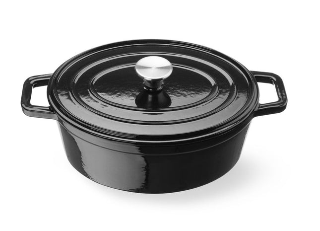 Braadpan geemailleerd gietijzer, HENDI, 4,4L, Zwart, 365x290x(H)115mm