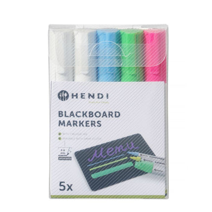 Krijtstiften 6 mm, HENDI, 1 roze, 1 groene, 1 blauwe en 2 witte stiften