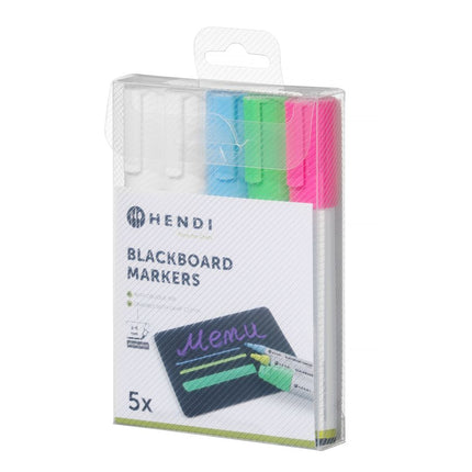 Krijtstiften 6 mm, HENDI, 1 roze, 1 groene, 1 blauwe en 2 witte stiften