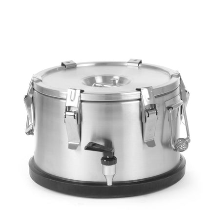 Geïsoleerde draagbare container â€“ met kraan, HENDI, Profi Line, 10L, Zilver, âŒ€330x(H)220mm