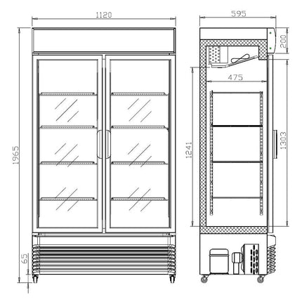 KOELKAST SCHUIF GLASDEUREN BEZ-750 SL