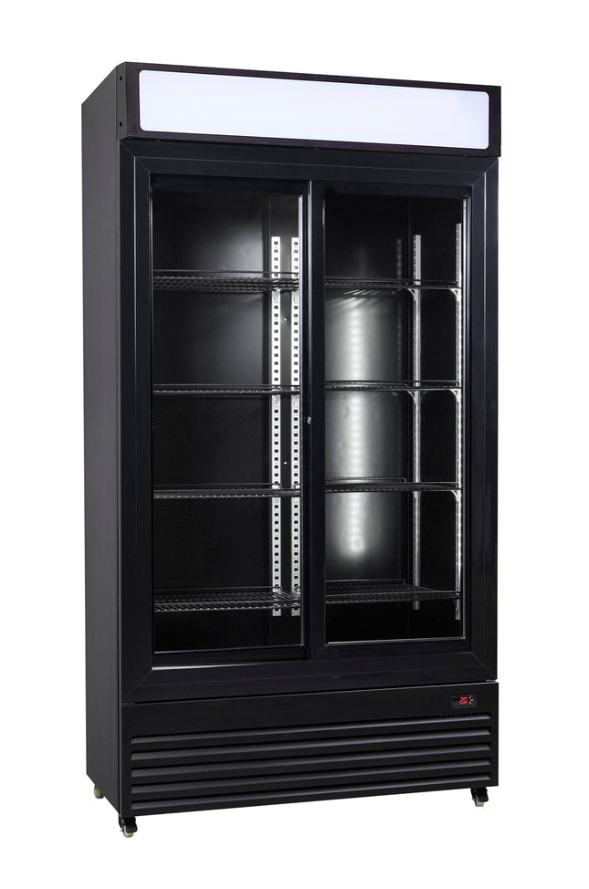 KOELKAST SCHUIF GLASDEUREN BEZ-780 SL ZWART
