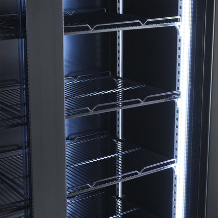 KOELKAST 3 GLASDEUREN ZWART NAP-1200 HT - MET DEURVERWARMING