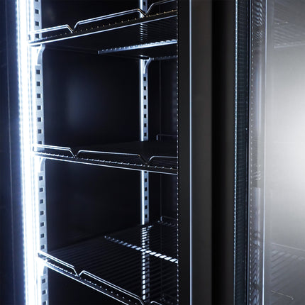KOELKAST 3 GLASDEUREN ZWART NAP-1200 HT - MET DEURVERWARMING