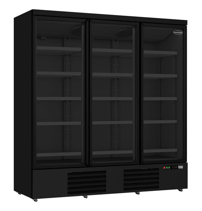 KOELKAST 3 GLASDEUREN ZWART JDE-1530R BL