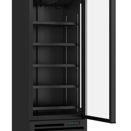 KOELKAST 1 GLASDEUR ZWART JDE-600R BL