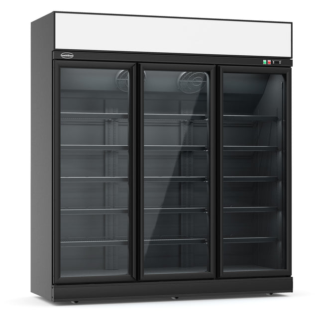 KOELKAST 3 GLASDEUREN ZWART INS-1530R BL