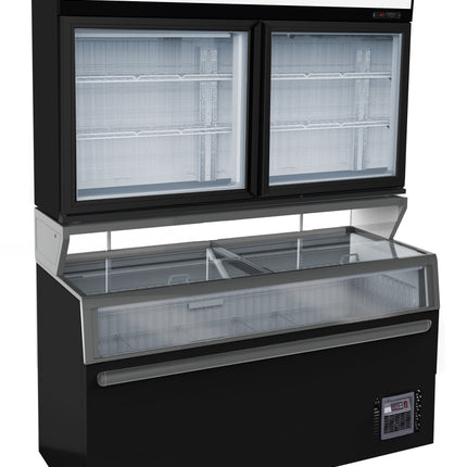 WANDVRIESKAST ZWART 2 GLASDEUREN