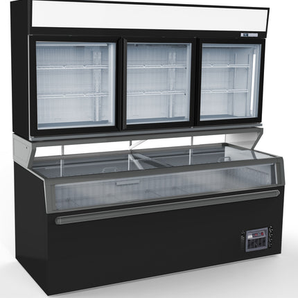 WANDVRIESKAST ZWART 3 GLASDEUREN