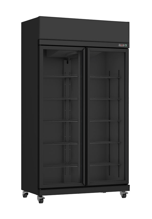 KOELKAST 2 GLASDEUREN ZWART IRM-770R BL